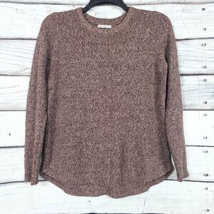 Pink Clover Knit Sweater Brown Women’s L Curved Hem